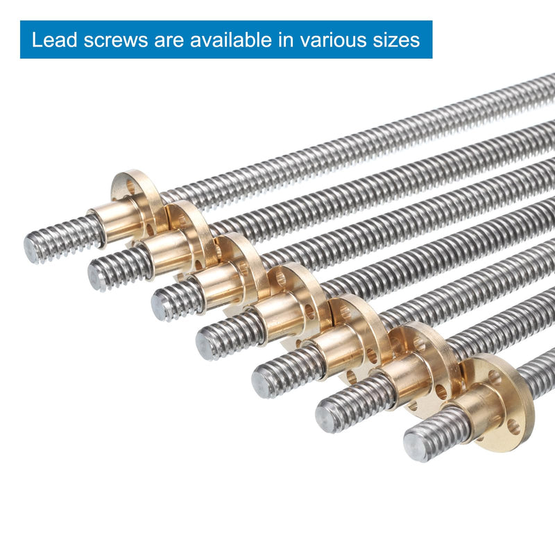 uxcell 2 Pcs 100mm / 4 Inch Tr8x8 Stainless Steel Lead Screw with T8 Brass Nut - [ Acme Thread, 2mm Pitch, 8mm Lead ] for 3D Printer Z Axis, CNC Machine