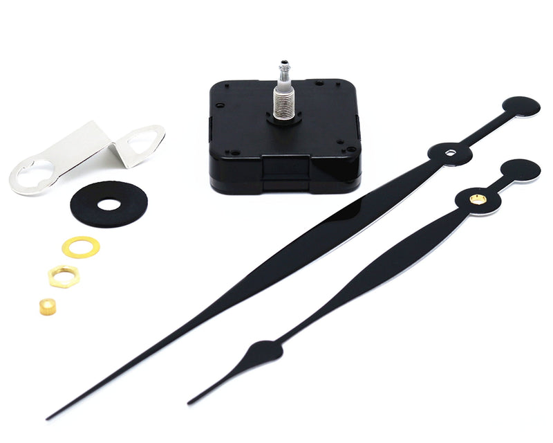Quartz DIY Wall Clock Movement Mechanisms Battery Powered DIY Repair Parts Replacement with 260 mm/ 10.2 Inch Long Spade Hands,3/10 Inch Maximum Dial Thickness,29/32 Inch Total Shaft Length. Total minute hand length 10.2 inch