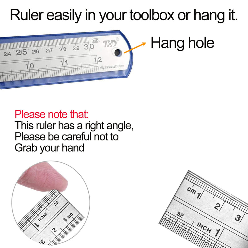 YouOKLight Metal Ruler Set,6 inch Ruler and 12 inch Ruler. Ruler Inches and Centimeters,Metric Ruler 12 Inches,Metal Ruler 12 inch,Drawing Ruler,Flexible Ruler,Precision Measuring Metal Ruler Silver.