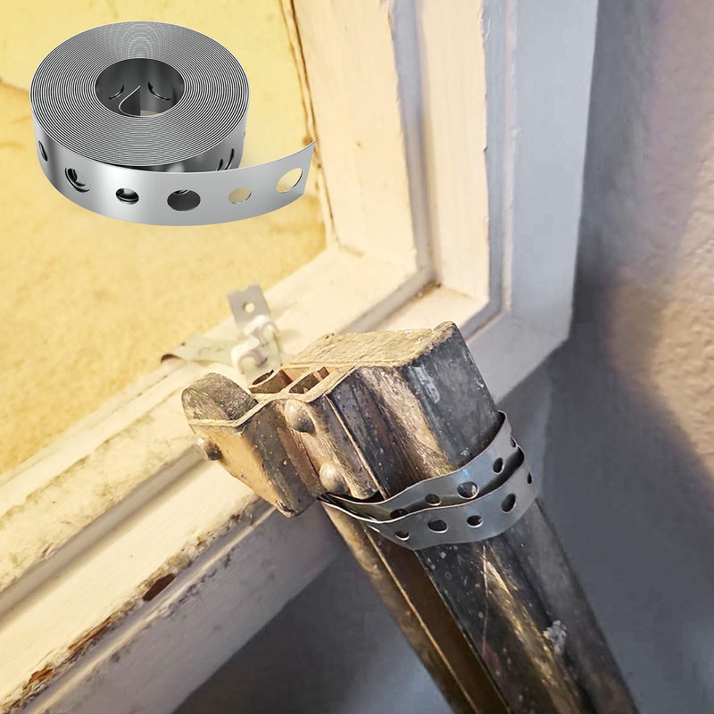 2 Pack Galvanized Metal Pipe Strap 3/4-Inch x 10-Feet 24-Gauge for Pipe Support Metal Strapping with Holes Metal Pipe Hanger Strap 3/4-Inch x 10-Feet 2 Pack