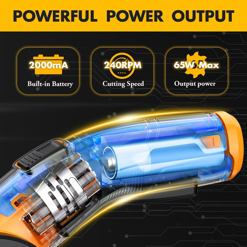 Cordless Electric Scissors, fabric scissors, rotary cutter, for Cutting Carpet, Cardboard, Leather, Paper, Plastic.yellow.