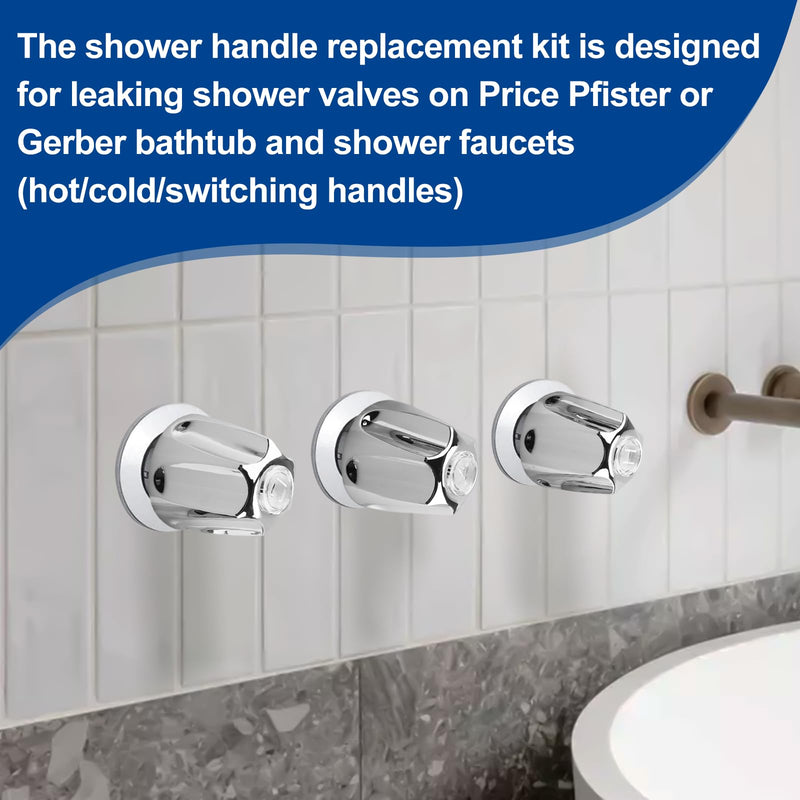 81428 Bathtub and Shower Knobs 3 Piece Replacement Kit for Price Pfister Shower Handle, Compatible with Gerber, Danco Shower Handle Replacement/Restoration