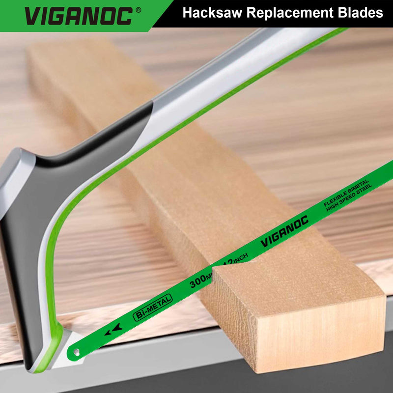 12" Hacksaw Replacement Blades Set, Bi-Metal High Speed Steel Hack Saw Blade Sets - 18T - 24T - 32T HSS Saw Blades, 3 Pack 3pc. Bi-metal blades set