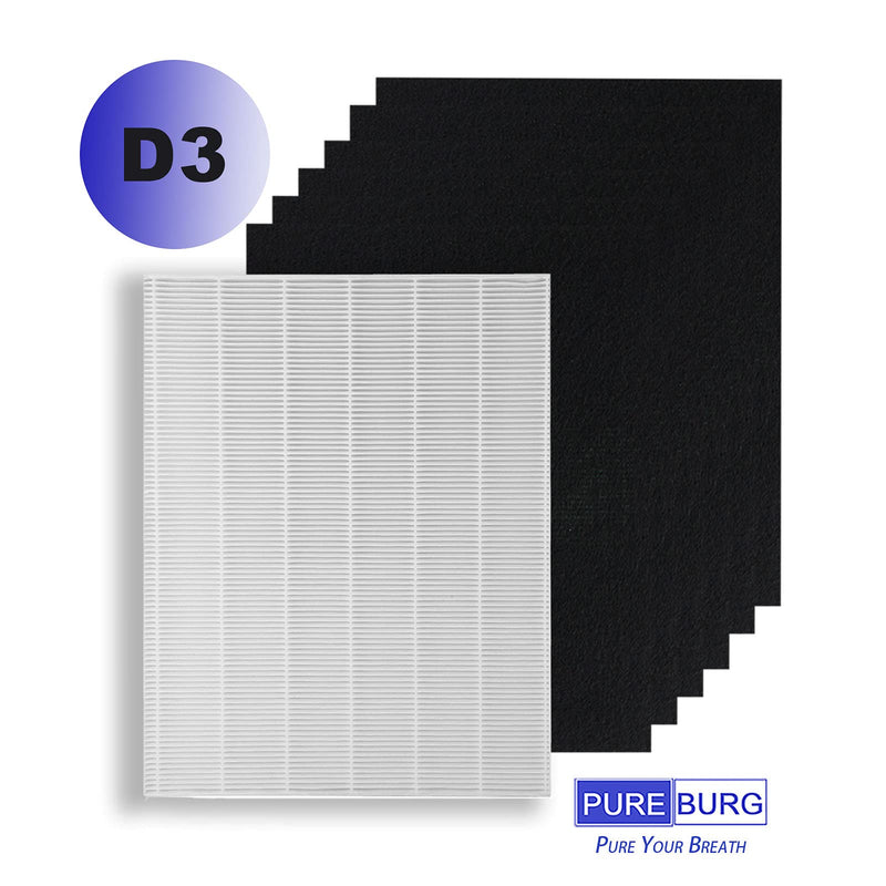 PUREBURG Replacement D3 Filter Compatible with Winix D360 Air Purifier