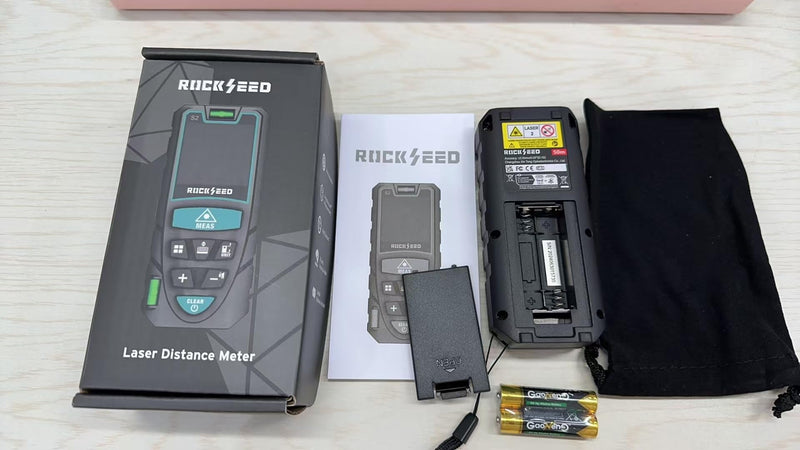 Laser Measure 50M/165ft,RockSeed Digital Laser Distance Meter with 2 Bubble Levels,Portable Laser Rangefinder M/in/Ft Unit Switching Backlit LCD and Measuring Distance/Area/Volume/Pythagorean 165 Feet