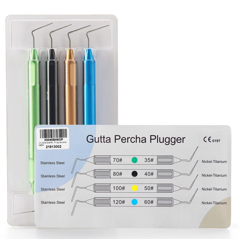 JMU Dental Gutta Percha Pluggers 4Pcs/Set, NiTi Tip & Stainless Steel Tip Double Ended Filling Instruments