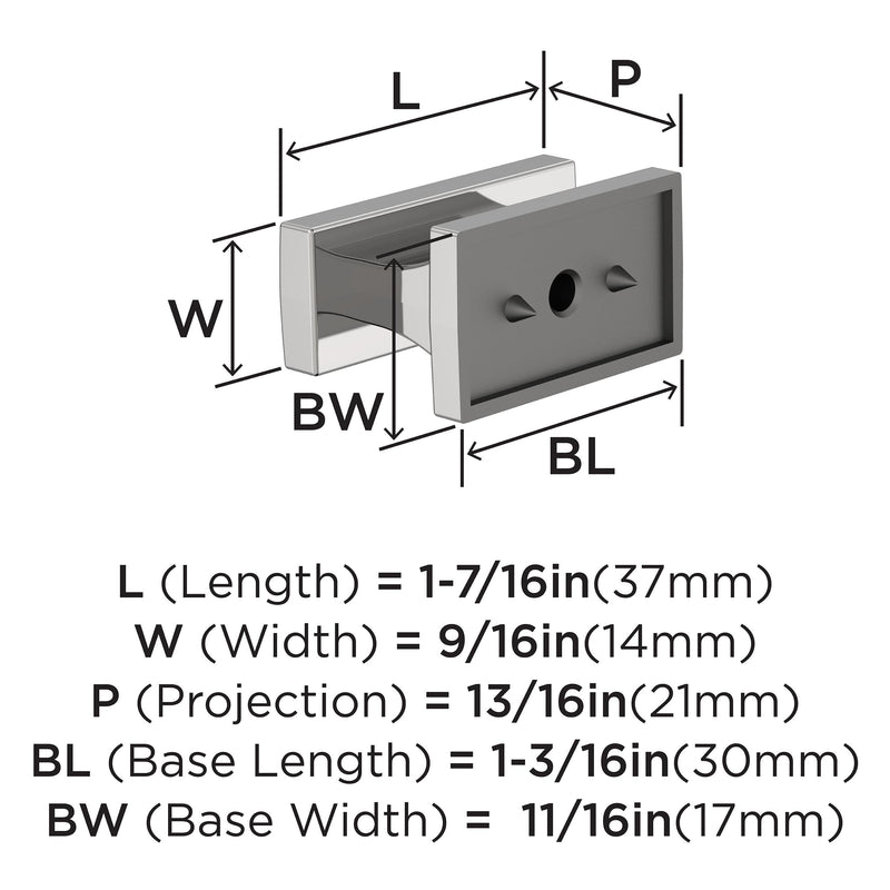 Amerock 25 Pack 1-7/16" Rectangle Socle Polished Chrome Cabinet Knob