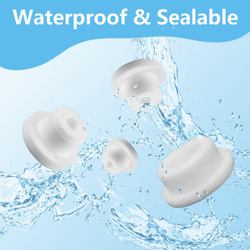 40 PCS Bathtub Jet Covers Silicone Hole Plug White Tube Plugs Waterproof 4 Sizes Bathtub Plug Fit for 12mm 14mm 16mm 22-23mm Bathtub Hole