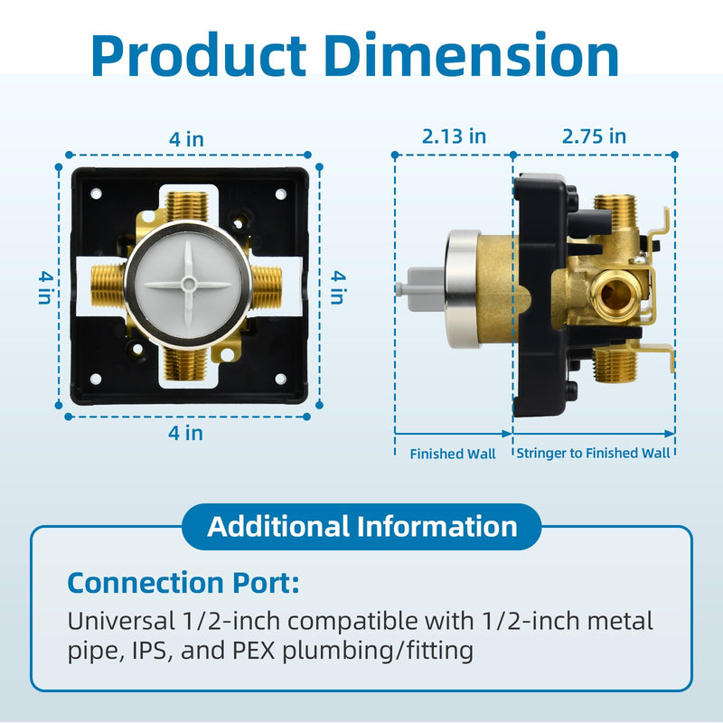 R10000-UNBX Shower Valve Replacement Delta MultiChoice Universal Shower Valve Body for Tub Faucet and ShowerHead, Fits Single/Dual Function Shower Handle Trim Kits, Without Screwdriver Stops R10000 UNBX