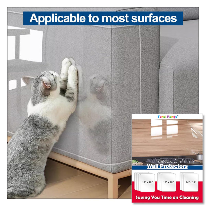 Clear Wall Protector Contact Paper, Kitchen Wall Stickers, Wall Protector Sheet for Trash Cans, Chair Bumpers, Carpet, Stove Backsplashes and Behind Stove -(20 Sheets) 20 -Sheets