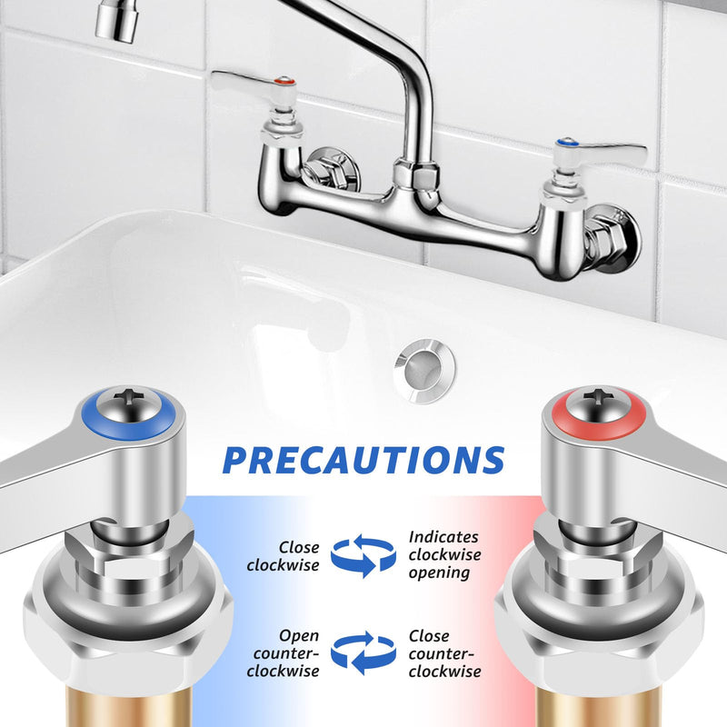 T&S Brass Faucet Parts Eterna Spindle Assembly Replacement, 002713-40 & 002714-40 Hot and Cold Side Handle Stem for Commercial Kitchen Faucet, 1 Pair (Red & Blue) Silver 2 PCS
