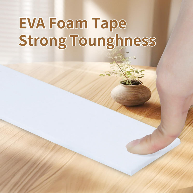 High Density Self- Adhesive EVA Single Sided Foam Tape,Weatherstrip Door Seal,Weatherproof,Waterproof,Thick Foam Insulation Tape,2 Roll for Window Seal Strip,0.79in x 16.8FT,White Sponge Tape 2 Rolls,0.79in x 16.4FT White