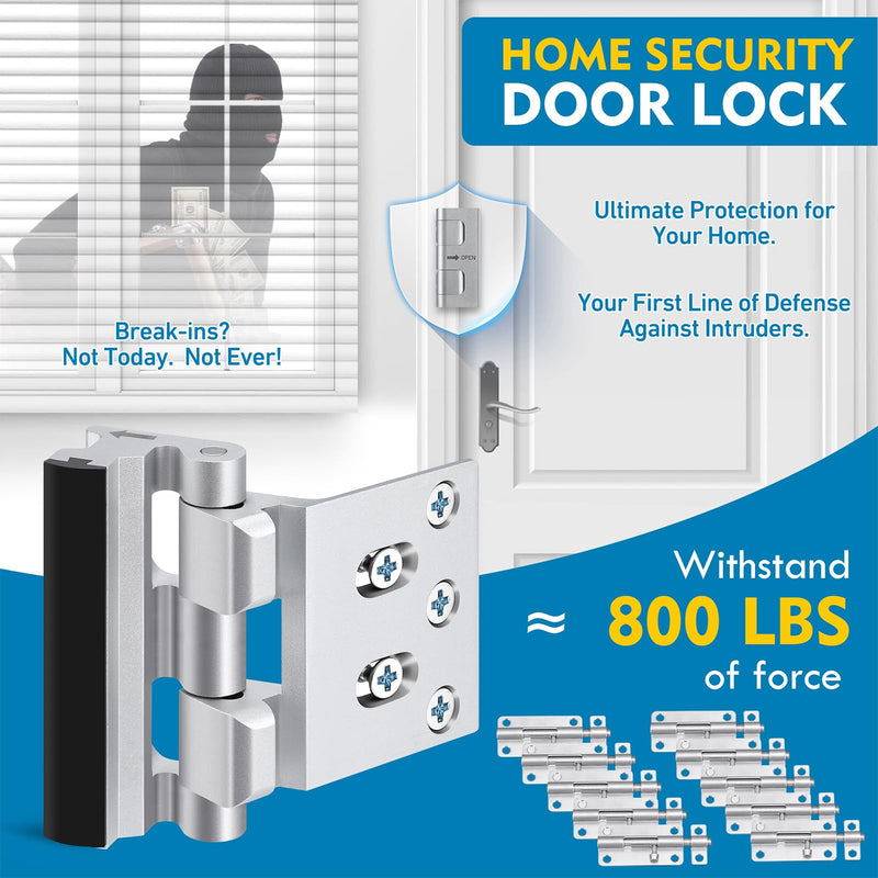 4 Pack 800 lbs Door Reinforcement Lock – Child Proof & Anti-Kick Security Locks for Whole Home Safety – Easy Install Anti-Kick Lock for Inward Doors – Prevents Forced Entry & Unauthorized Access 4 Pack