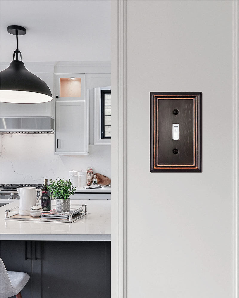 4-Pack Single Toggle Wall Plate, Decorative Aged Bronze Light Switch Cover, Metal Switch Plate Cover, 3.15''*4.88'', Midsize 1 Toggle 4PK - NewNest Australia