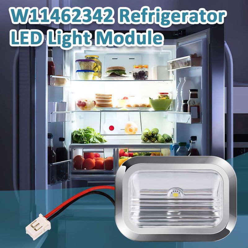 Replacement W11462342 LED Light Module for Whirlpool Kitchen Aid Refrigerator Light Module Parts W10908166 W10607479 W10843339 AP6989197 Refrigerator Parts & Accessories LED Light (2 Pack) 2pcs