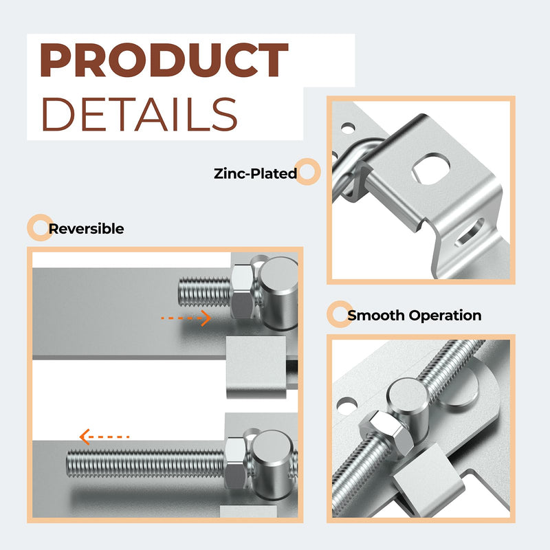 Barn Door Jamb Latch, Zink-Plated Barn Sliding Door Hardware Lock Latches with Hook for Bi-Parting Doors, Secure Farm Sliding Gates from Side, 7"
