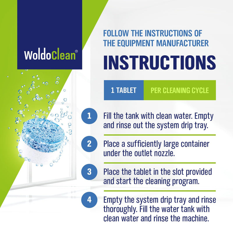 WoldoClean 2-Phase Cleaning Tablets (25 Count, 3.5g) - Compatible with Jura Automatic Coffee Machines E8, S8, Z10, J8, ENA & GIGA, Blue & White Formula, Cleans & Seals, Individually Sealed