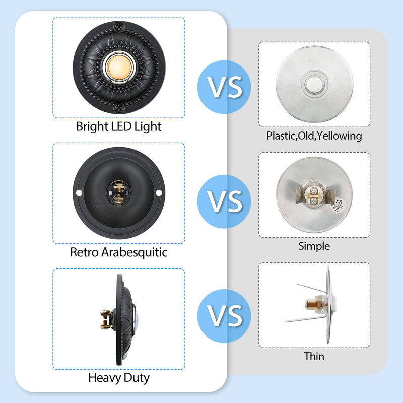 Dreyoo Round Metal Doorbell Push Button, Black Wired Lighted Up LED Doorbell Button Replacement Solid Iron Doorbell for Home Front Door