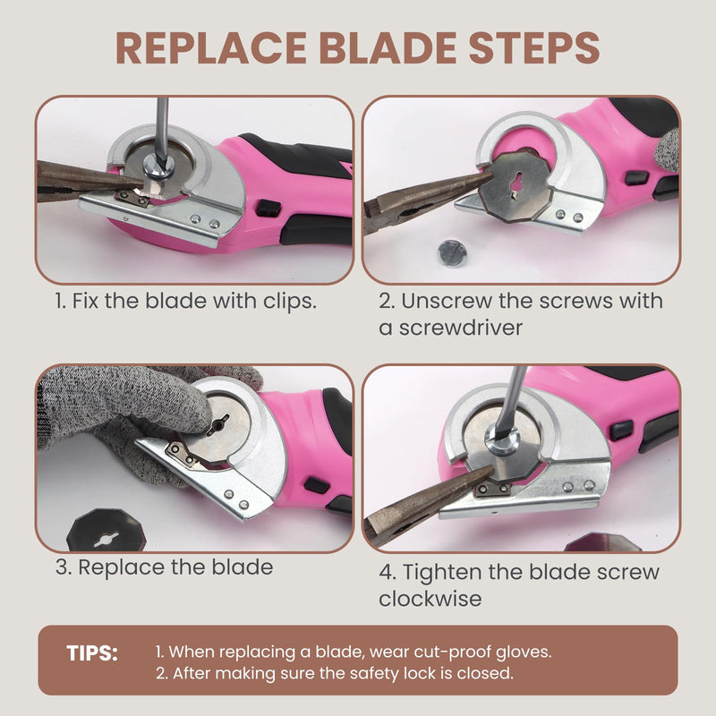 VLOXO Cordless Electric Scissors Electric Box Cutter for Cardboard Pink