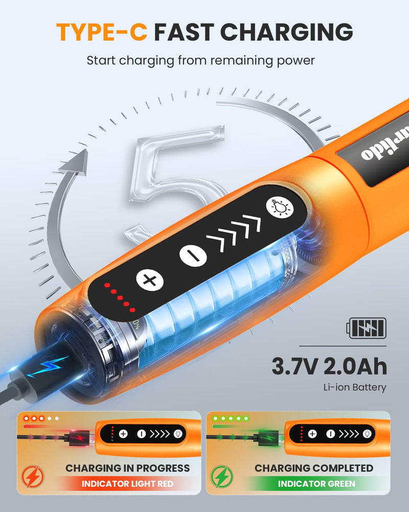 Rotary Tool - 3.7V Cordless Rotary Tool Kit 2.0Ah 18000RPM 5-Speed EngraverTool with 31 Accessories, Mini Rotary Tool for Engraving,Sanding, Grinding, Polishing, Carving, Etching, DIY-Orange Orange