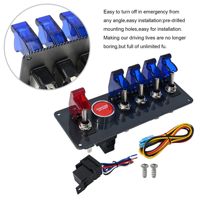 UOIENRT 12v Ignition Switch Panel, flip-up car Engine Start Push Button led Toggle Replacement for Racing Sport Competitive car
