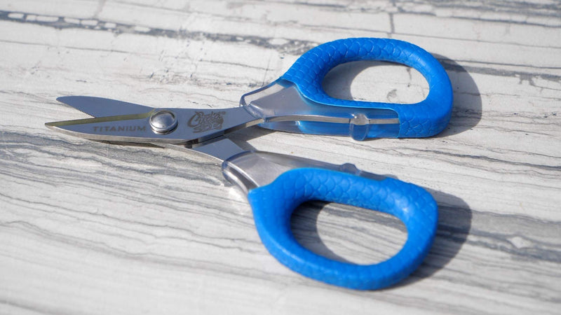 CUDA 5.5" Large Braid Shear | Durable Fishing Braid, Mono & Fluorocarbon Cutter for Saltwater & Freshwater with Dual Serrated Blades & Oversized Non-Slip Comfort Bows