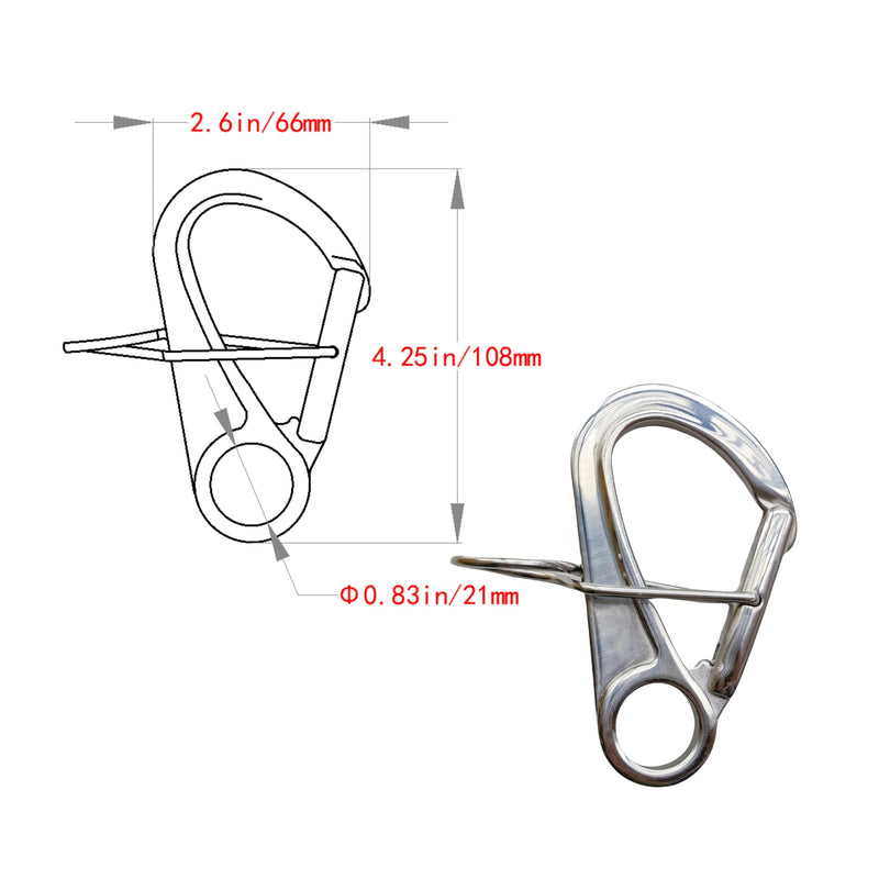 Stainless Steel 316 Butt Hook Kayak Boat Mooring Hook, Docking and anchoring Equipment Safety Protection Hook, Quick Release Hook 2