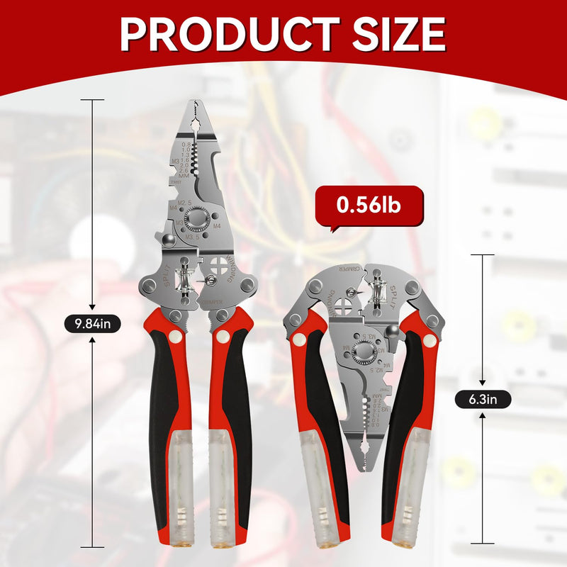 [2-Pack] 16-in-1 Professional Wire Stripper with 12-250V Voltage Tester, Heavy Duty Foldable Electrician Pliers for Stripping, Cutting, Crimping & Twisting, Versatile Electrical Tool Set 2