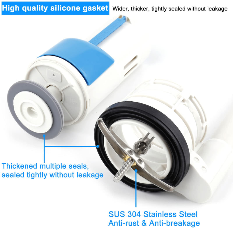 2 Inch Toilet Flush Valves Toilet Repair Kit Dual Flush Valve Replacement Fit for One Piece Toilet Top Push Button Valve (8" Height) White