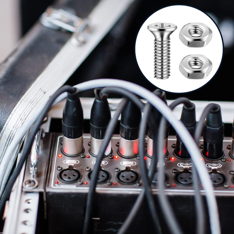 50 Pieces D Series Panel Screws and Nut Kit Panel Mount Connector M2.5 x 8 mm Screw Stainless Steel Metal Screws Audio Server Rack Mounts for Attaching D Series Connectors to Panels
