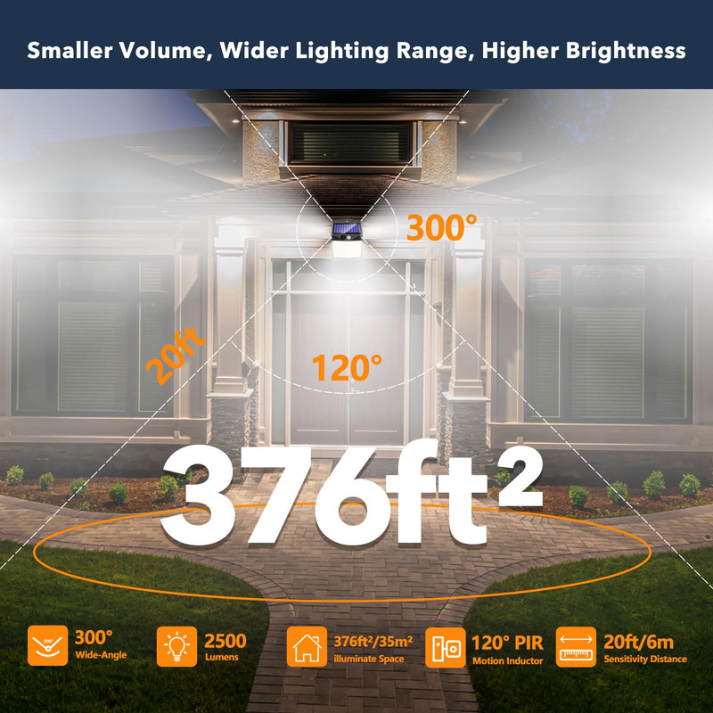 Solar Lights Outdoor Motion Sensor - Solar Motion Detector Lamps for Outside, 238 LED with 300° Angle Illumination and 3 Lighting Modes, IP65 Waterproof Solar-Powered for Garden, Patio, Yard [4 Pack] [4 Pack]