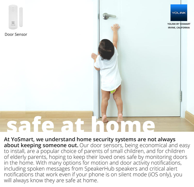YoLink LoRa Smart Door Sensor Starter Kit: SpeakerHub Audio Hub & 2 Door Sensors - Up to 1/4 Mile Range, Door Left-Open Reminders, up to 5 Year Batteries, Alexa, IFTTT, Home Assistant