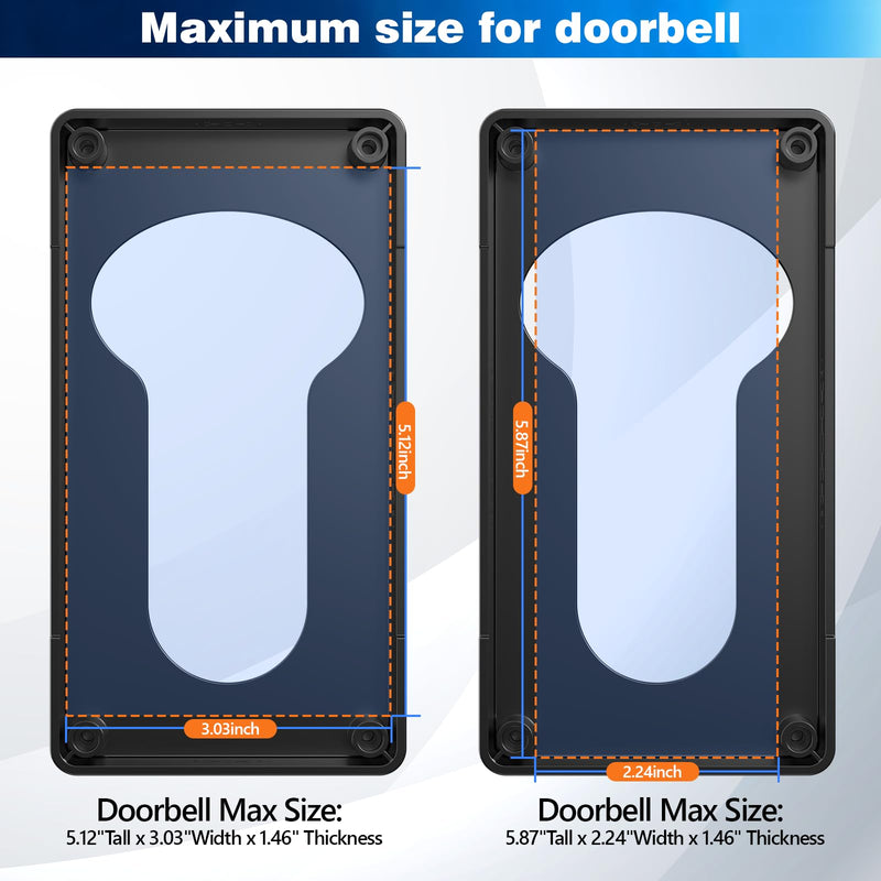 Wireless Video Doorbell Mount for Ring/Blink/Eufy, Compatible with Ring 4/3/2/1, No Drill Anti Theft Camera Mount, Camera Holder with Double Screw Fixing, Black (Not Include Doorbell) - NewNest Australia
