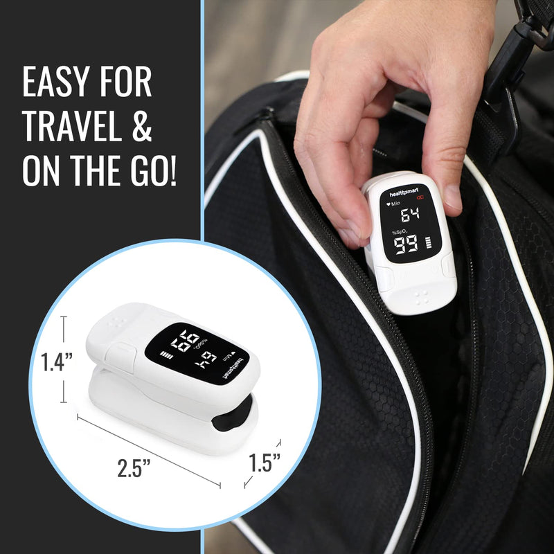 Healthsmart Digital Fingertip Sport Pulse Oximeter, Fast Results, FSA HSA Eligible, Easy-To-Read LED Display, Auto-Shutoff White OLED ONE SIZE