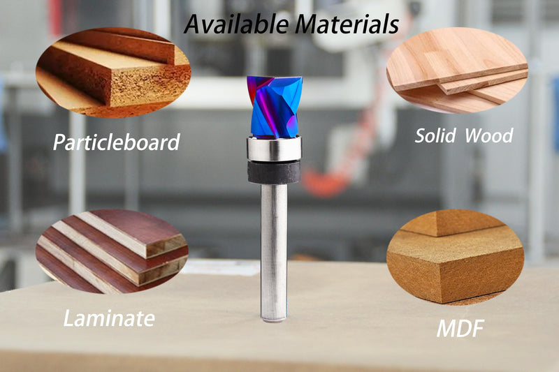 Ruhitools Pattern Router Bit Flush Trim with Compression Spiral Template for Woodworking Trimming Top Bearing End Mill 1/2x1/2x2-1/4 inch TB1132 1/2" Dia-1/2" CL-1/4" Shank