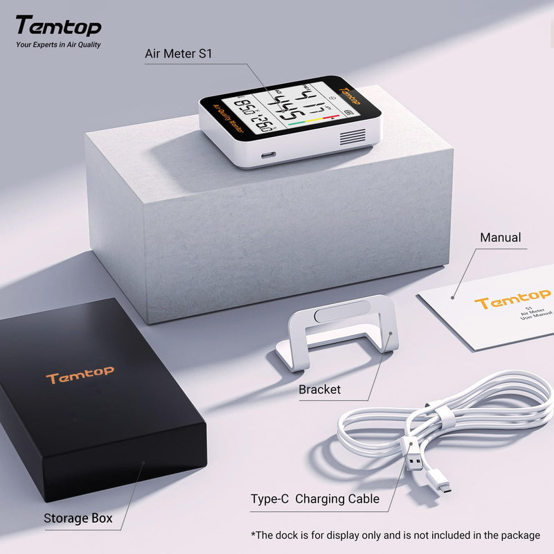 Temtop Air Quality Monitor Indoor Thermo-Hygrometer - PM2.5, AQI, Temperature, and Humidity Meter for Home, Office, or School, Air Quality Measurement, 60-Day Battery Life 2 Modes/Extended Standby 1 - NewNest Australia