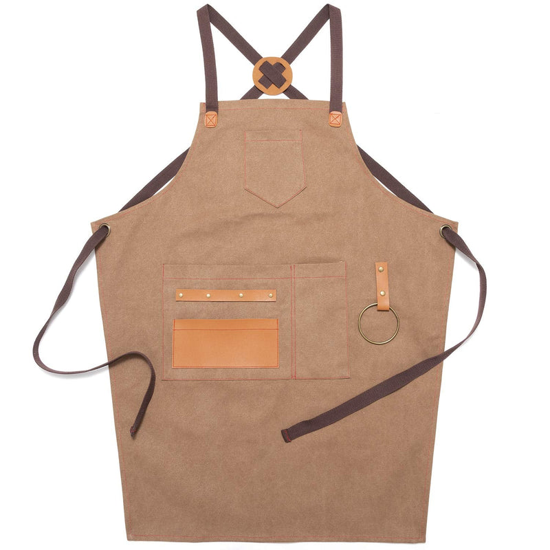NEOVIVA Heavy Duty Work Apron for Kid Boys with Pockets and Adjustable Cross-back Straps Golden Rod