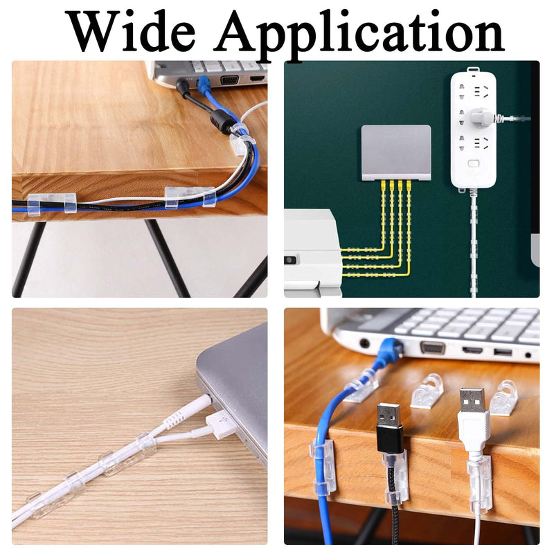 40 PCS Cable Clips (Small & Large),Adhesive Cable Clips for Wall,Finisher Wire Clamp for TV PC Laptop,Cable Management Clips Outdoor Light Clips (Clear) Clear