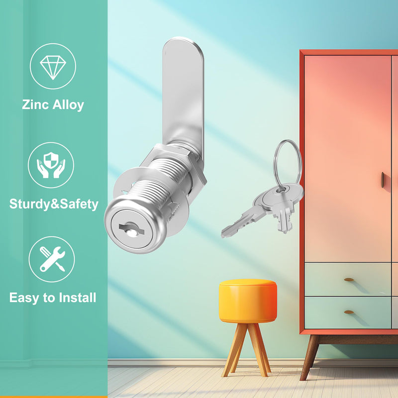 6 Pcs Cabinet Locks with Key, 1-1/2'' Cam Lock Keyed Alike Fit 1-3/8'' Max Panel, Mailbox Lock with Keys Secure Drawer RV Storage Locks, Zinc Alloy 1-1/2 Inch 6 Pcs Silver