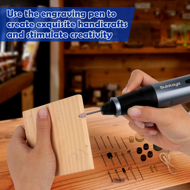 Customizer Engraving Pen for All Materials - Cordless Engraving Pen for Metal, Wood, Glass & Plastic, Electric Engraver Tool with Variety Bits - USB Rechargeable & Max 28000RPM Adjustable 5 Speed