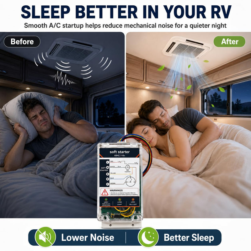 RV Soft Start for Air Conditioner, 110V AC Kit for Camper Rooftop Units Sliver