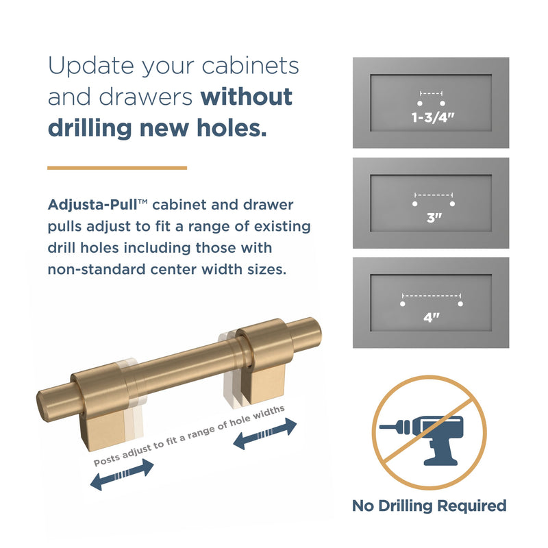 Franklin Brass P44364-FB-B Bar Adjustable Cabinet Pull, 1-3/8' to 4' (35-102mm), 5-pack, Matte Black 1-3/8" to 4" (35mm/102mm) CTC Bar Adjusta-Pull