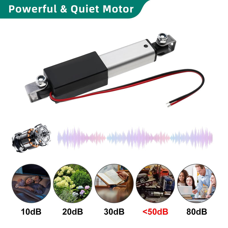 Stroke 125mm 120N 5 Inch Mini Linear Actuator 12V Force 28lbs Electric Linear Motion Actuators High Speed 4mm/sec for Robotics,Home Automation with Mounting Brackets 5inch (125mm)