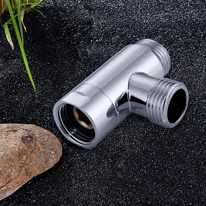 G-Promise All Metal 3 Way Diverter/Hose Fitting Tee/T Shape Adapter Connector for Angle Valve Hose/Bath Shower Arm / (Chrome) Chrome