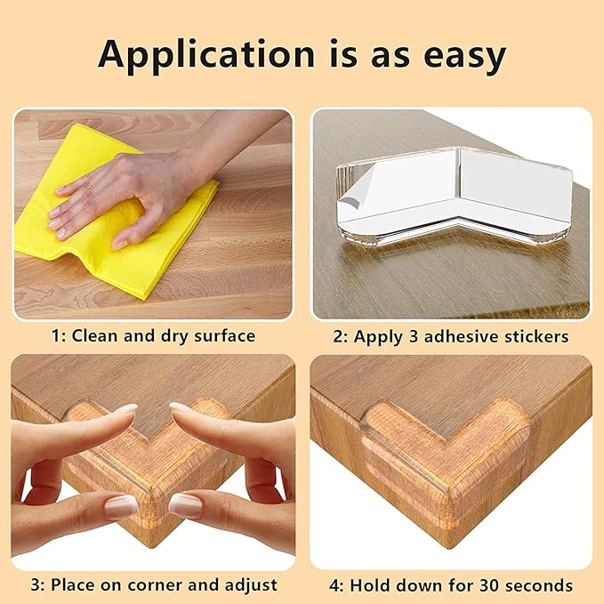 Corner Cushion Corner Guard Transparent Set of 16 for Babies, Children, Injury Prevention, Nursery Safety Measures, Protects Furniture Corners (L Shape, Transparent) - NewNest Australia