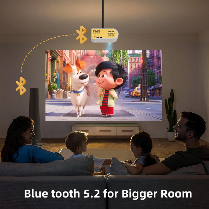 KSAN Mini Projector, Projector with WiFi and Bluetooth, 1080P Support Movie Projector with Built-in Speaker, Compatible with Smartphone, HDMI, USB, AV, Fire Stick, PS5 for Home, Bedroom, Outdoor Use 240ANSI