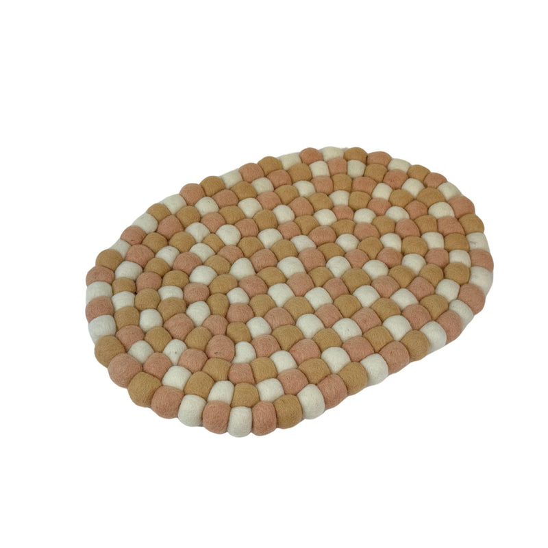 Global Crafts GLG50071XL_GWH - Handmade Felt Wool Trivet - Rectangle Table Mat, Multicolor Yellow, White