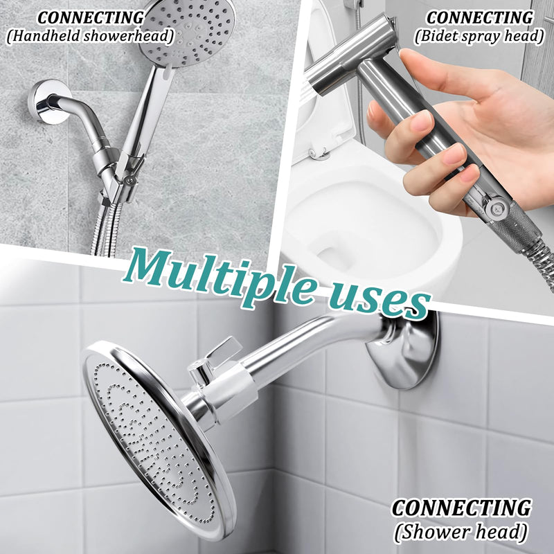 [2 Pack] Shower Head Shut Off Valve 304 Stainless Steel Mini Ball Valve(1/2" Female X Male) NPT Thread Water Flow Control，RV Shower Head with Hose Flow Restrictor 2 packs-1/2inch