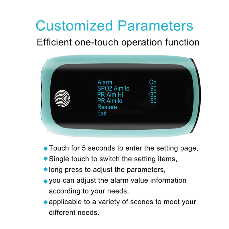 Rechargeable Fingertip Pulse Oximeter - Blood Oxygen Saturation Monitor for Home, Outdoor Sports, Wide Use (Blue)