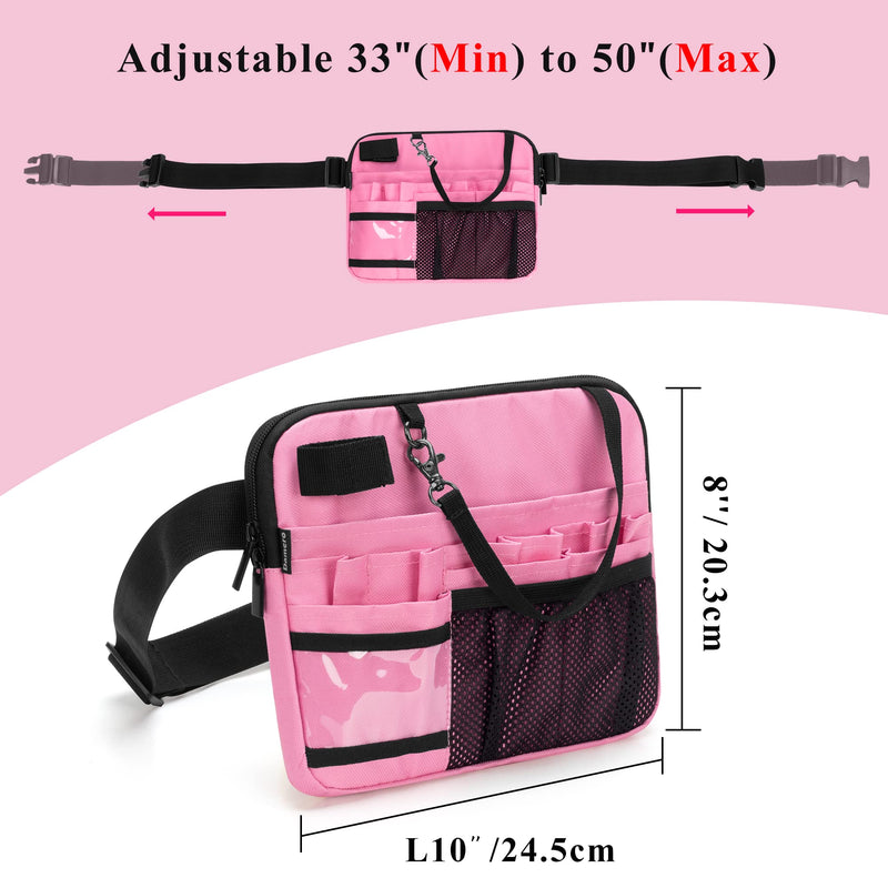 Damero Nurse Fanny Pack with Medical Gear Pockets, Nurse Waist Pouch Nurse Tool Belt with Tape Holder for Stethoscopes, Bandage Scissors and Other Medical Supplies, Pink